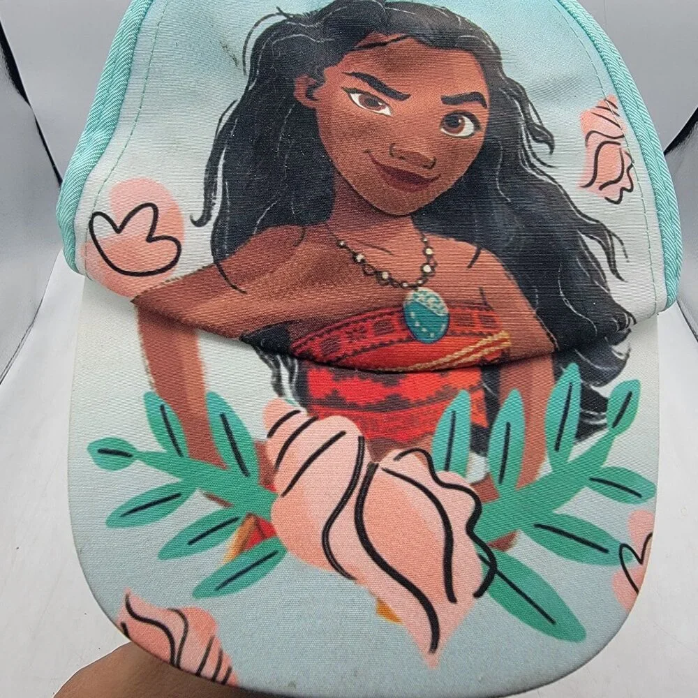 Disney Princess Moana Kids Adjustable Hat Blue Turquoise Maui Hay Hay Cute